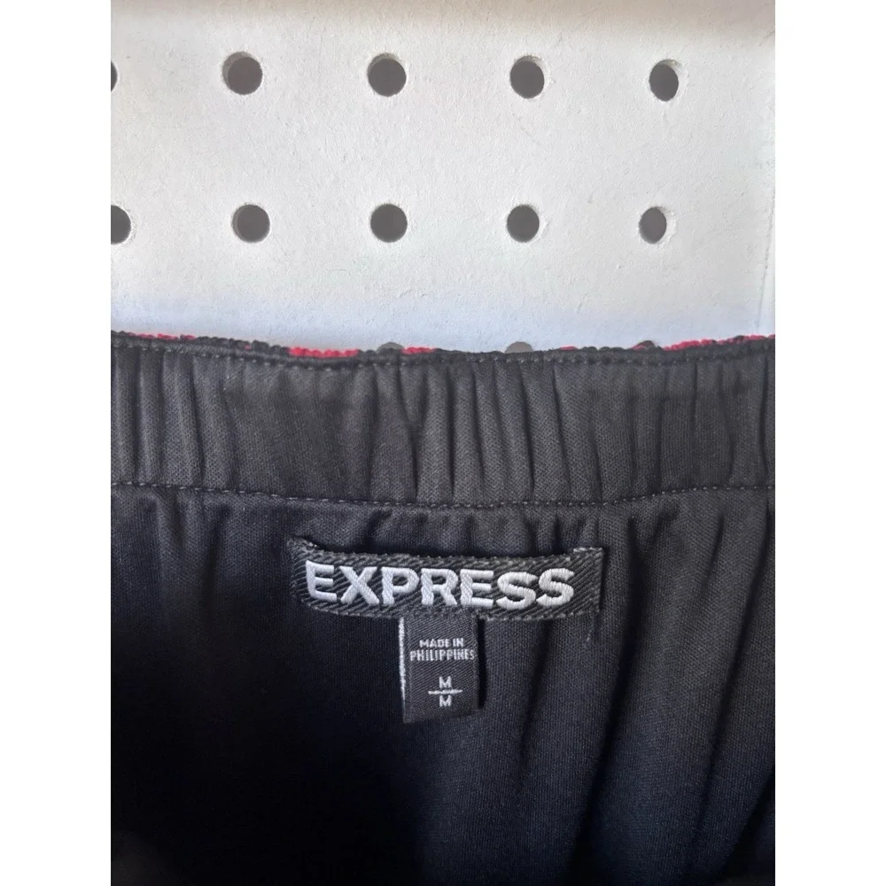 Express Mini Dress Spaghetti Strap Wrap‎ Red Black Geo Print Women's M